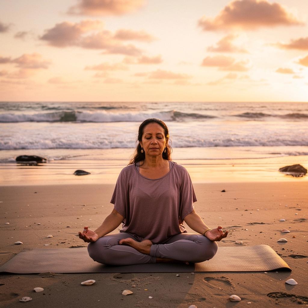Una instructora guiando a los participantes en una clase de yoga.